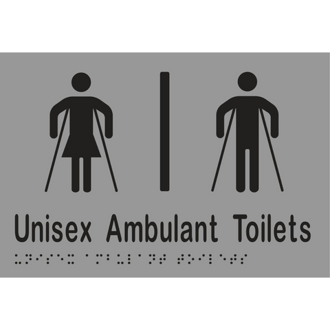 Unisex Ambulant Toilet Divided Braille Sign in Stainless Steel - MLS16305_SS