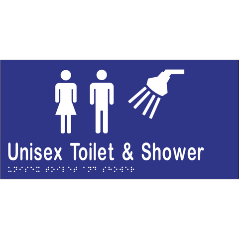 Unisex Toilet & Shower Braille Sign in Blue Vinyl - MLS16306_BLU