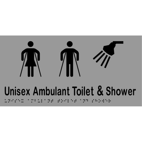 Unisex Ambulant Toilet & Shower Braille Sign in Stainless Steel - MLS16307_SS