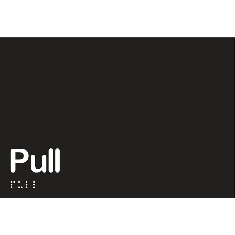Pull Braille Sign in Designer Black Vinyl - MLS16425_BLK