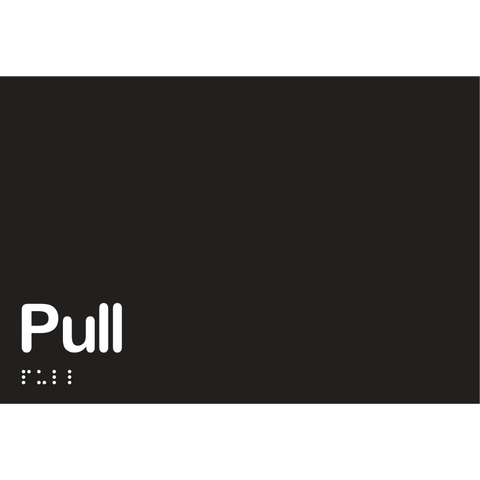 Pull Braille Sign in Designer Black Vinyl - MLS16425_BLK