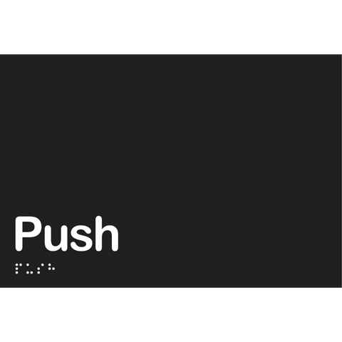 Push Braille Sign in Designer Black Vinyl - MLS16426_BLK