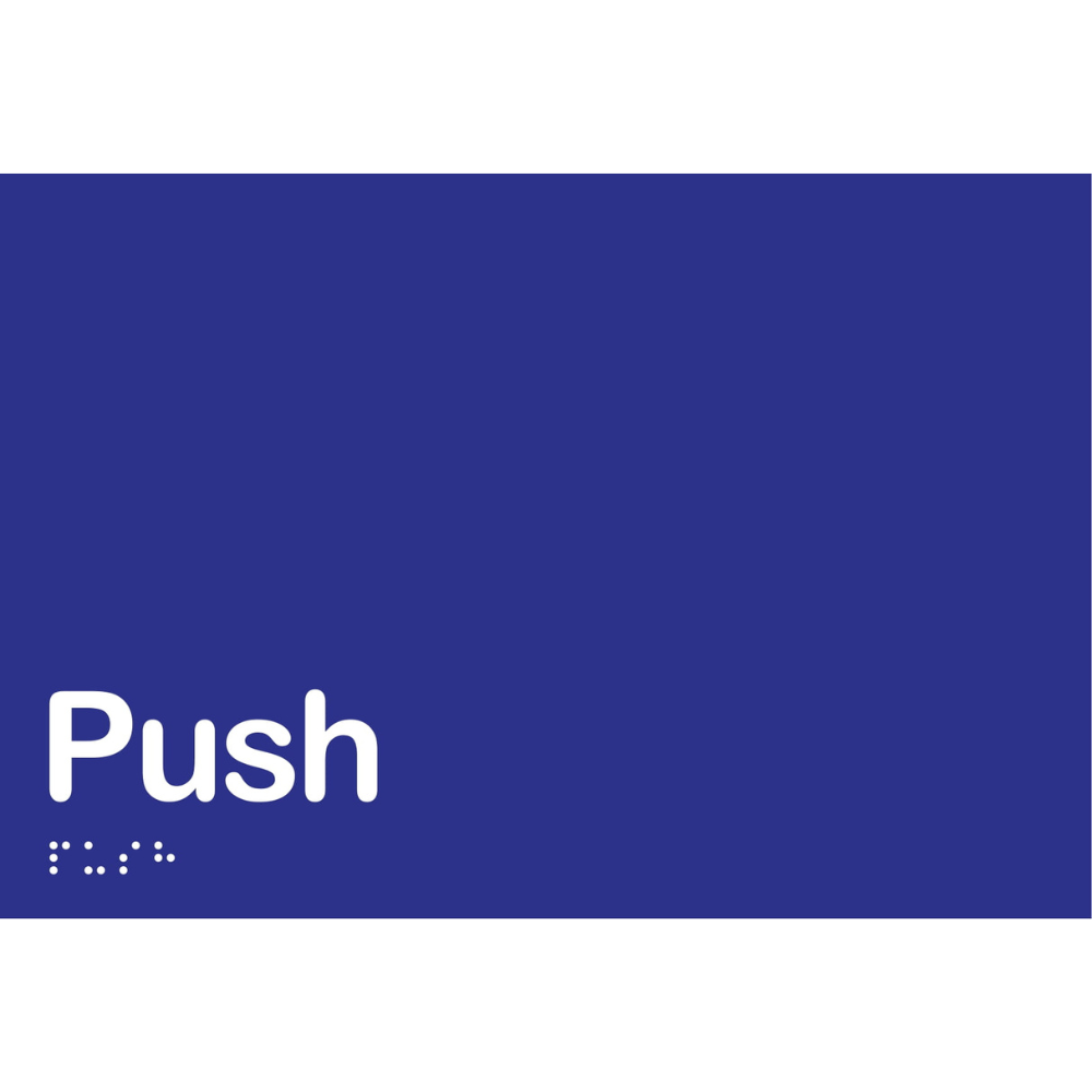 Push Braille Sign in Blue Vinyl - MLS16426_BLU