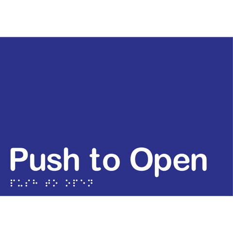 Push to Open Braille Sign in Blue Vinyl - MLS16427_BLU