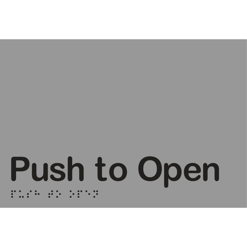 Push to Open Braille Sign in Stainless Steel - MLS16427_SS
