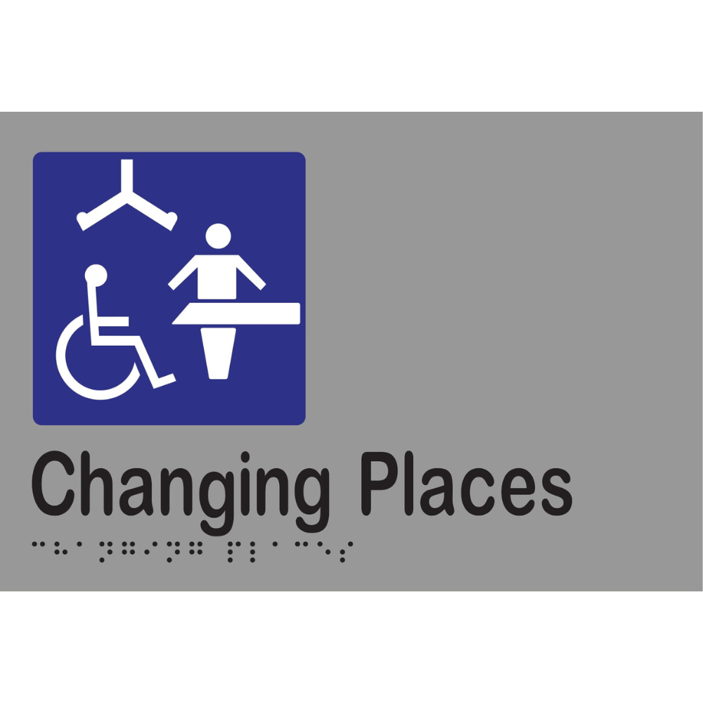 Changing Places Braille Sign in Silver Vinyl - MLS16436_SIL