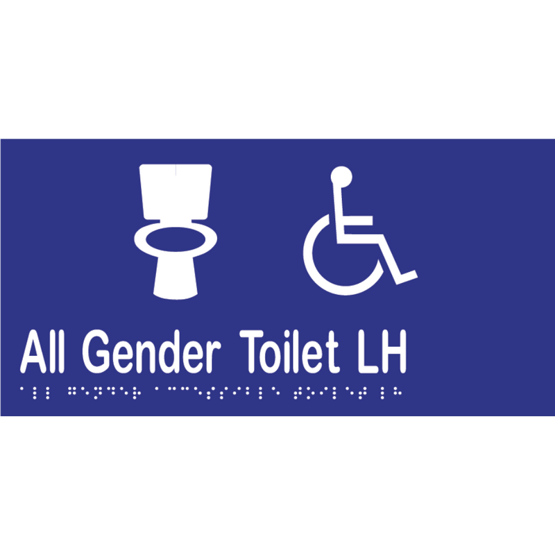 All Gender Accessible Toilet LH Braille Sign in Blue Vinyl - MLS16438_BLU