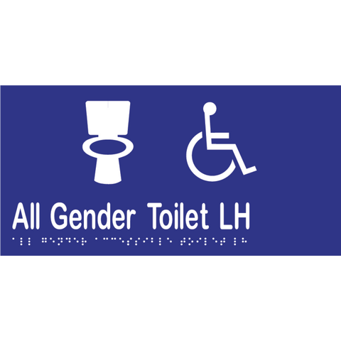 All Gender Accessible Toilet LH Braille Sign in Blue Vinyl - MLS16438_BLU