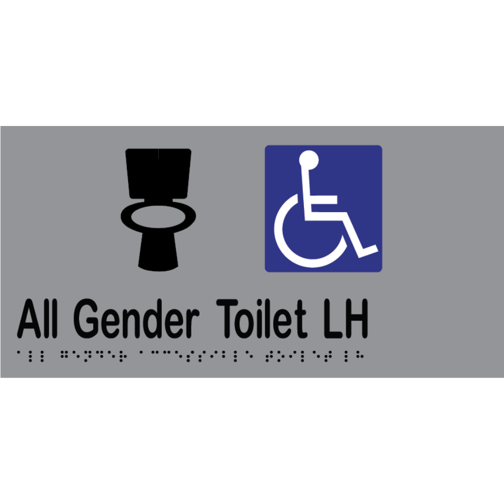 All Gender Accessible Toilet LH Braille Sign in Stainless Steel - MLS16438_SS