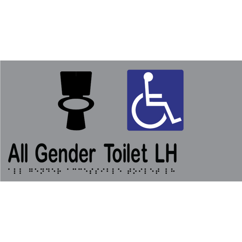 All Gender Accessible Toilet LH Braille Sign in Stainless Steel - MLS16438_SS