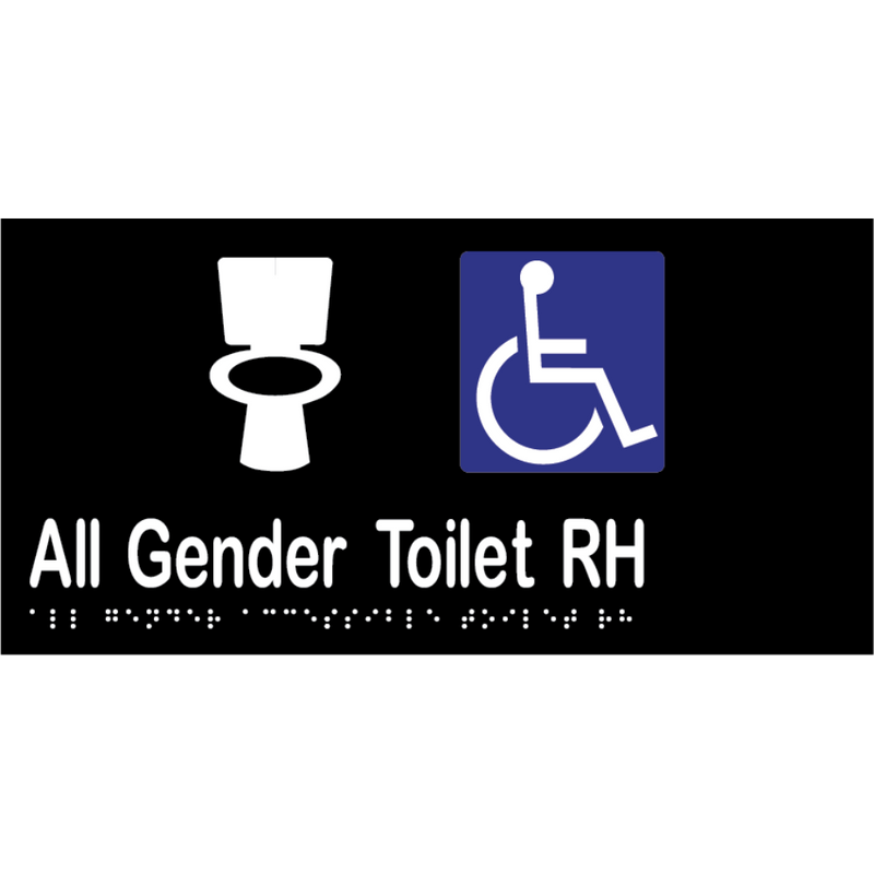 All Gender Accessible Toilet RH Braille Sign in Designer Black Vinyl - MLS16439_BLK