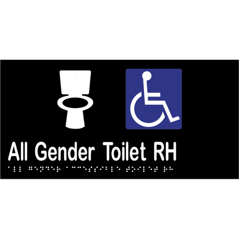 All Gender Accessible Toilet RH Braille Sign in Designer Black Vinyl - MLS16439_BLK