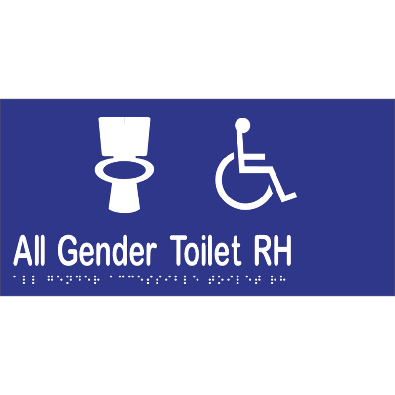 All Gender Accessible Toilet RH Braille Sign in Blue Vinyl - MLS16439_BLU