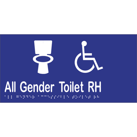 All Gender Accessible Toilet RH Braille Sign in Blue Vinyl - MLS16439_BLU