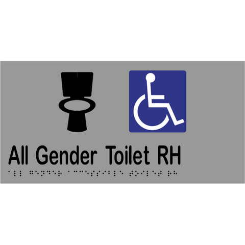All Gender Accessible Toilet RH Braille Sign in Stainless Steel - MLS16439_SS