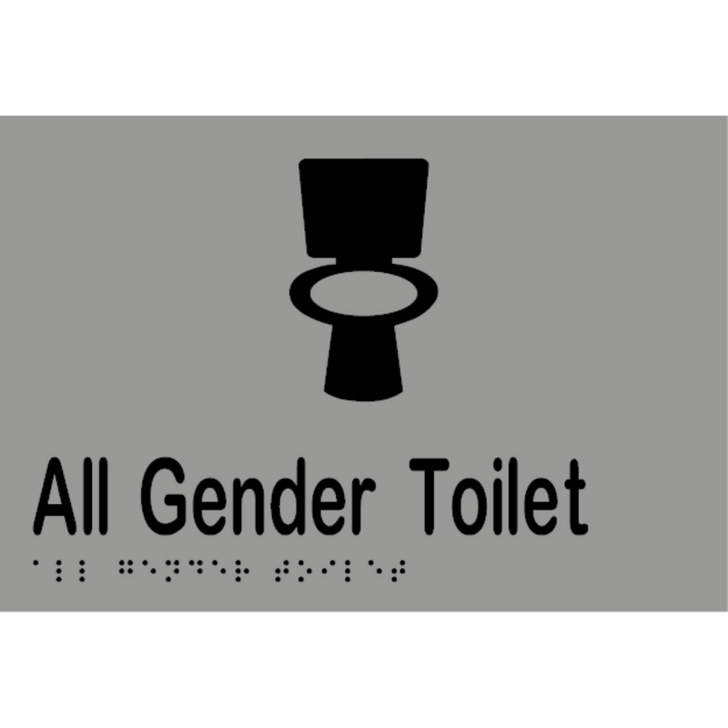 All Gender Toilet Braille Sign in Silver Vinyl - MLS16440_SIL