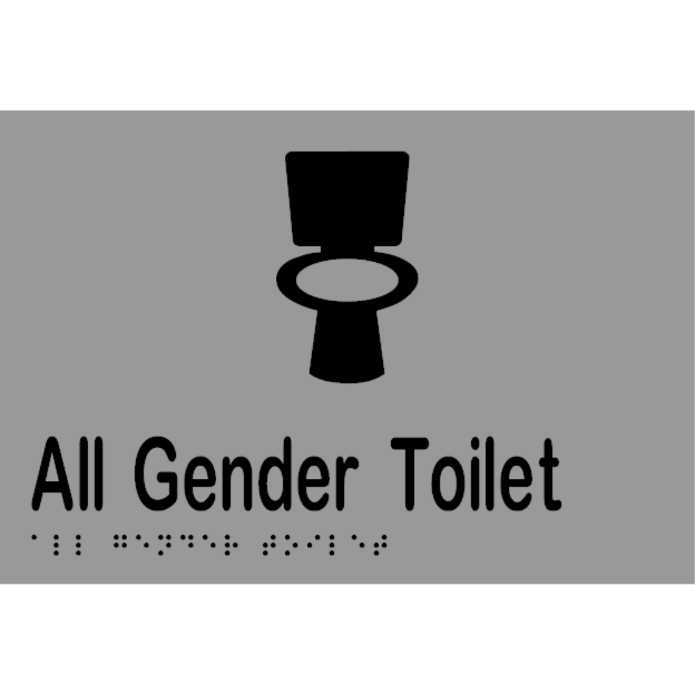 All Gender Toilet Braille Sign in Stainless Steel - MLS16440_SS