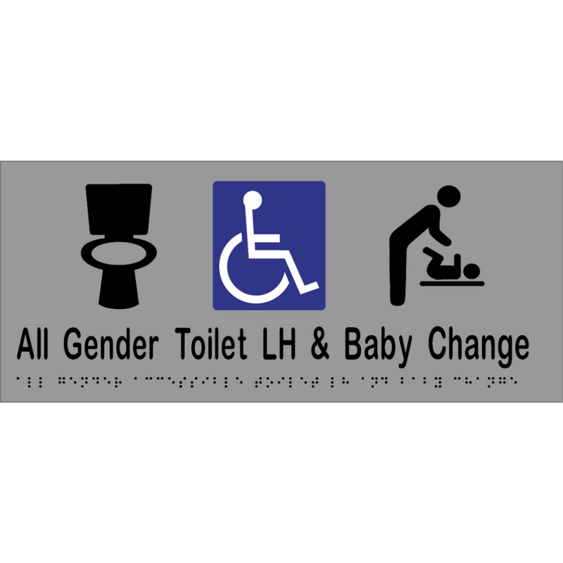 All Gender Accessible Toilet LH & Baby Change Braille Sign in Stainless Steel - MLS16444_SS