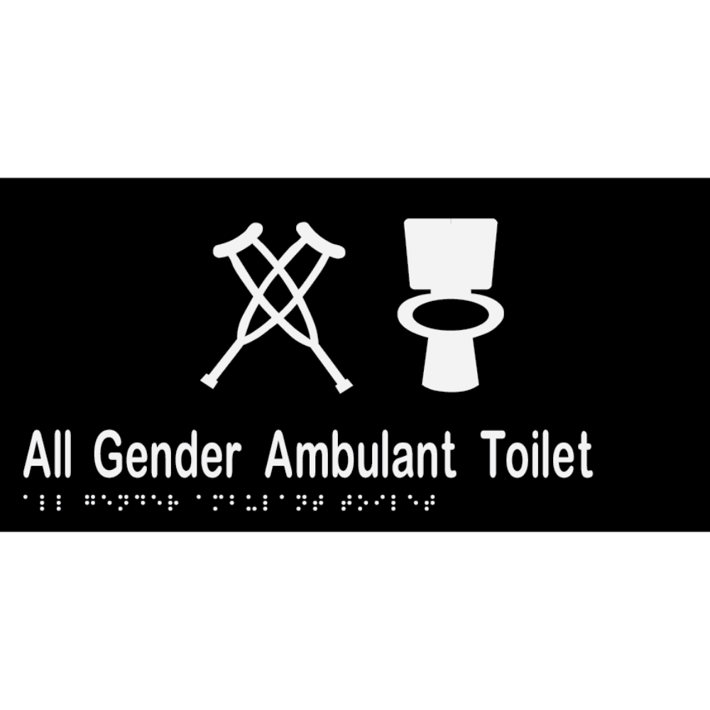 All Gender Ambulant Toilet Braille Sign in Designer Black Vinyl - MLS16446_BLK