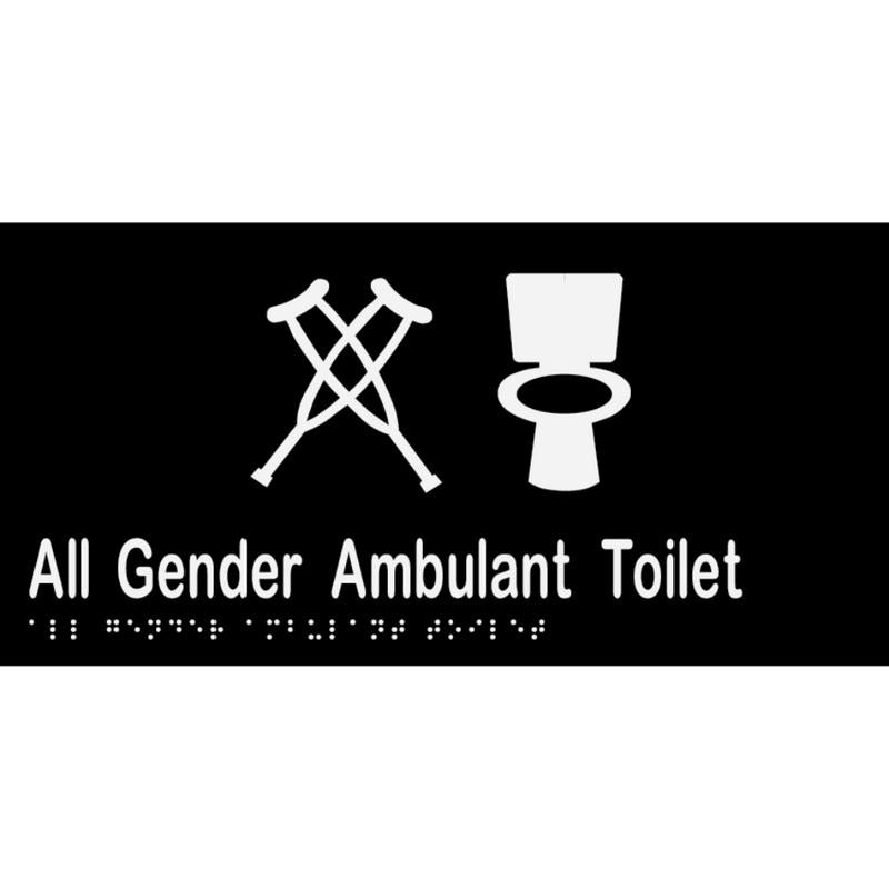 All Gender Ambulant Toilet Braille Sign in Designer Black Vinyl - MLS16446_BLK