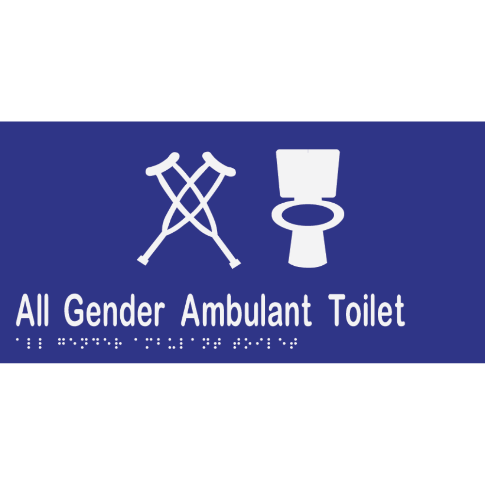 All Gender Ambulant Toilet Braille Sign in Blue Vinyl - MLS16446_BLU