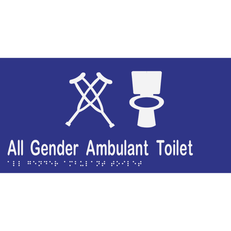 All Gender Ambulant Toilet Braille Sign in Blue Vinyl - MLS16446_BLU