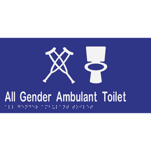 All Gender Ambulant Toilet Braille Sign in Blue Vinyl - MLS16446_BLU
