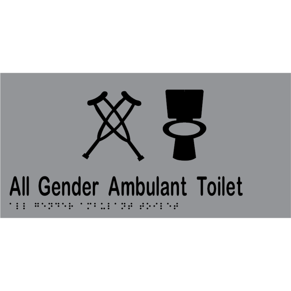 All Gender Ambulant Toilet Braille Sign in Silver Vinyl - MLS16446_SIL