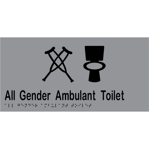 All Gender Ambulant Toilet Braille Sign in Silver Vinyl - MLS16446_SIL