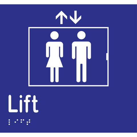 Lift Braille Sign in Blue Vinyl - MLS16450_BLU