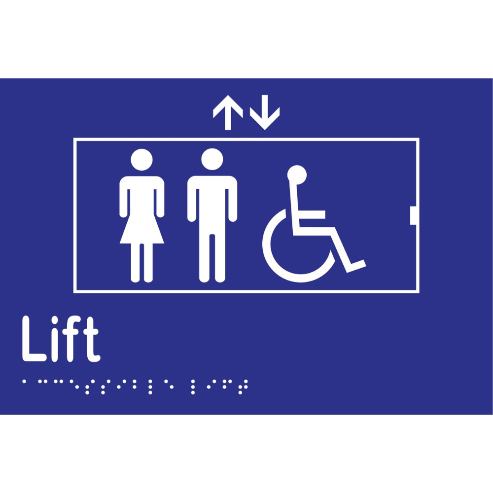 Accessible Lift Braille Sign in Blue Vinyl - MLS16451_BLU