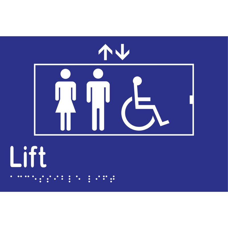 Accessible Lift Braille Sign in Blue Vinyl - MLS16451_BLU