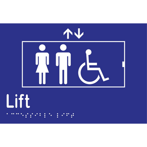 Accessible Lift Braille Sign in Blue Vinyl - MLS16451_BLU