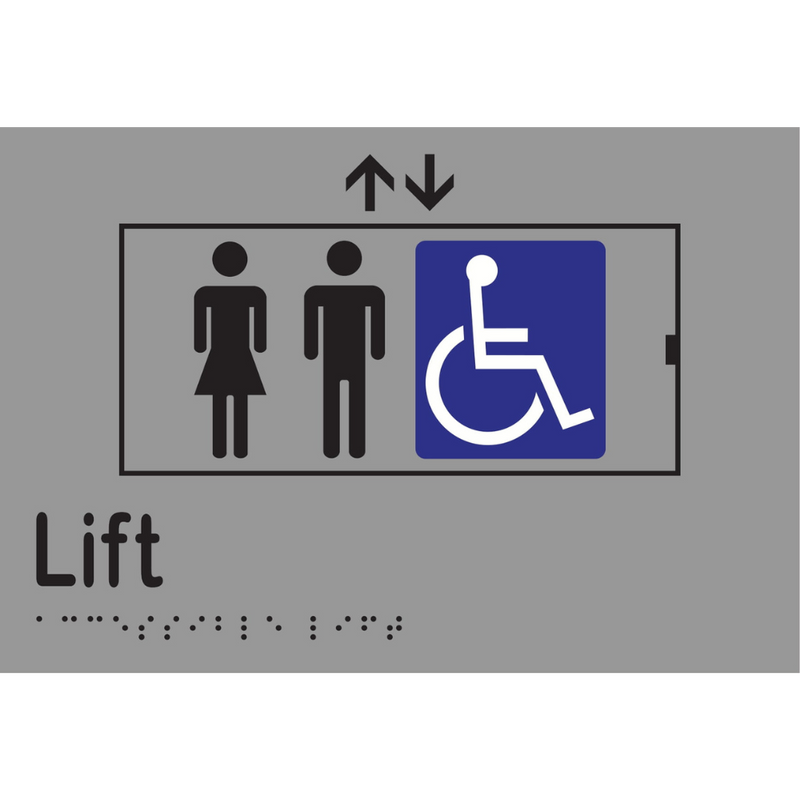 Accessible Lift Braille Sign in Silver Vinyl - MLS16451_SIL