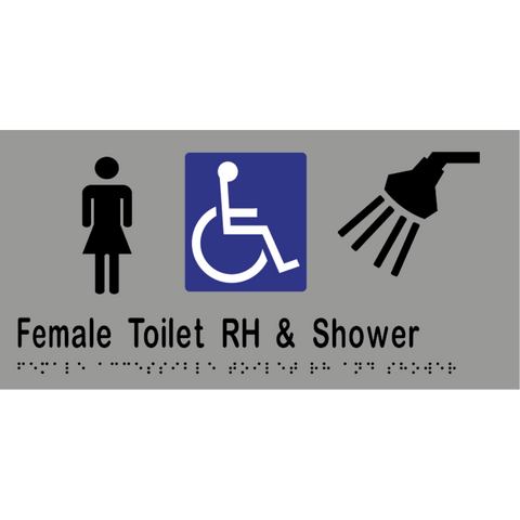 Female Accessible Toilet & Shower Braille Sign RH in Stainless Steel - MLS16461_SS