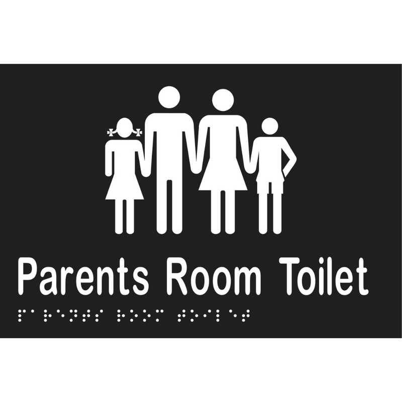 Parents Room Toilet Braille Sign in Designer Black Vinyl - MLS16995_BLK