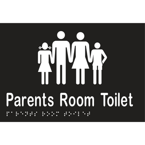 Parents Room Toilet Braille Sign in Designer Black Vinyl - MLS16995_BLK