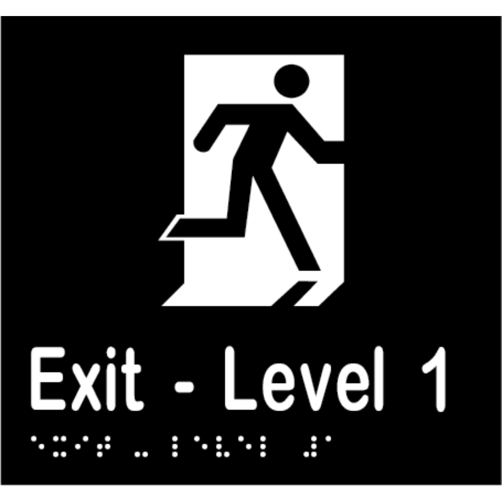 Exit Level Number Braille Sign in Designer Black Vinyl - MLS16996_BLK