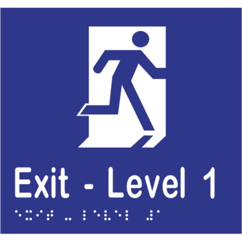 Exit Level Number Braille Sign in Blue Vinyl - MLS16996_BLU