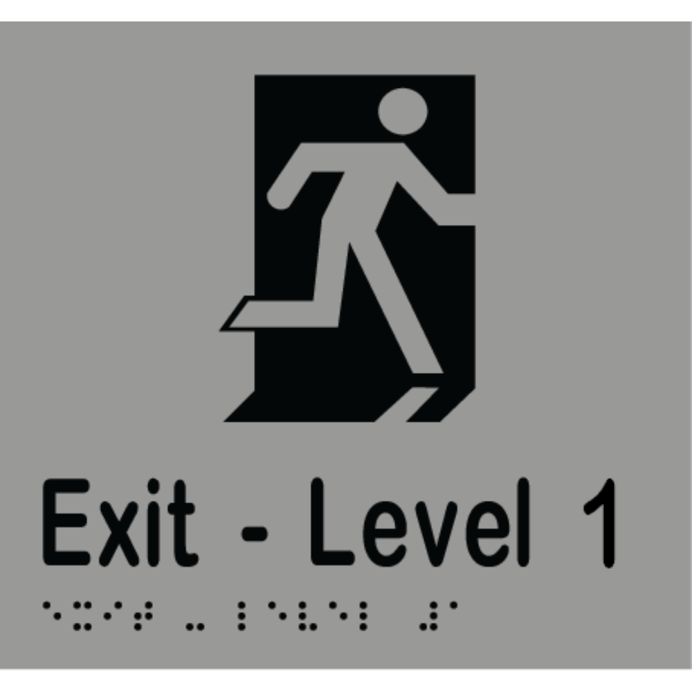 Exit Level Number Braille Sign in Silver Vinyl - MLS16996_SIL