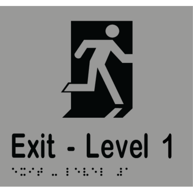Exit Level Number Braille Sign in Silver Vinyl - MLS16996_SIL