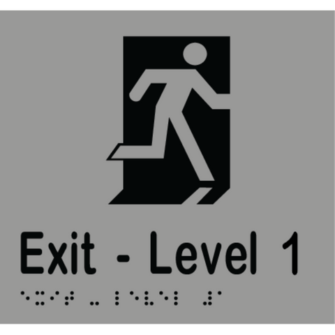 Exit Level Number Braille Sign in Silver Vinyl - MLS16996_SIL