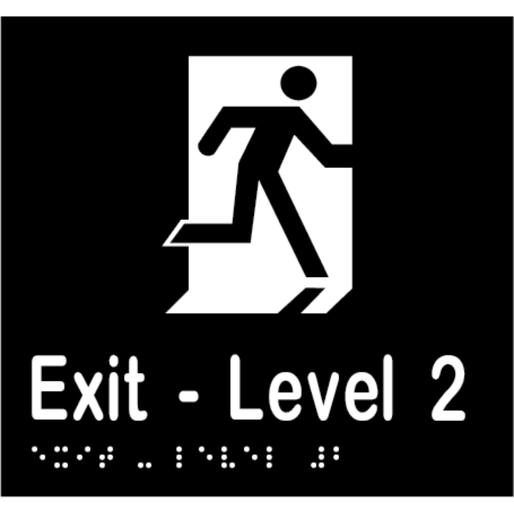 Exit Level Number Braille Sign in Designer Black Vinyl - MLS16996_BLK