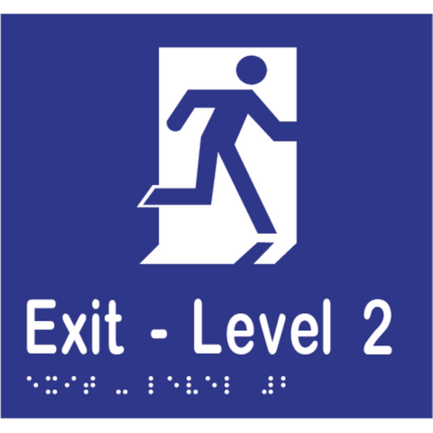 Exit Level Number Braille Sign in Blue Vinyl - MLS16996_BLU