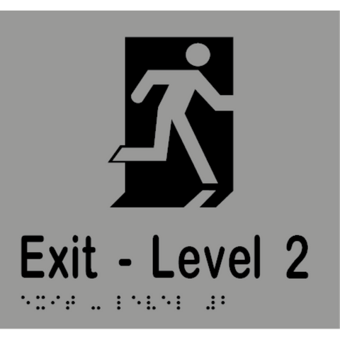 Exit Level Number Braille Sign in Silver Vinyl - MLS16996_SIL