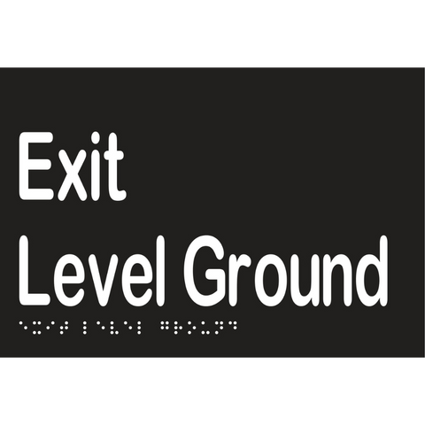 Exit Level Ground Braille Sign in Designer Black Vinyl - MLS16997_BLK