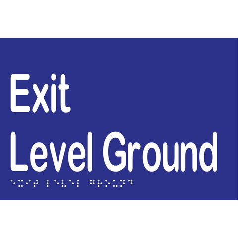 Exit Level Ground Braille Sign in Blue Vinyl - MLS16997_BLU