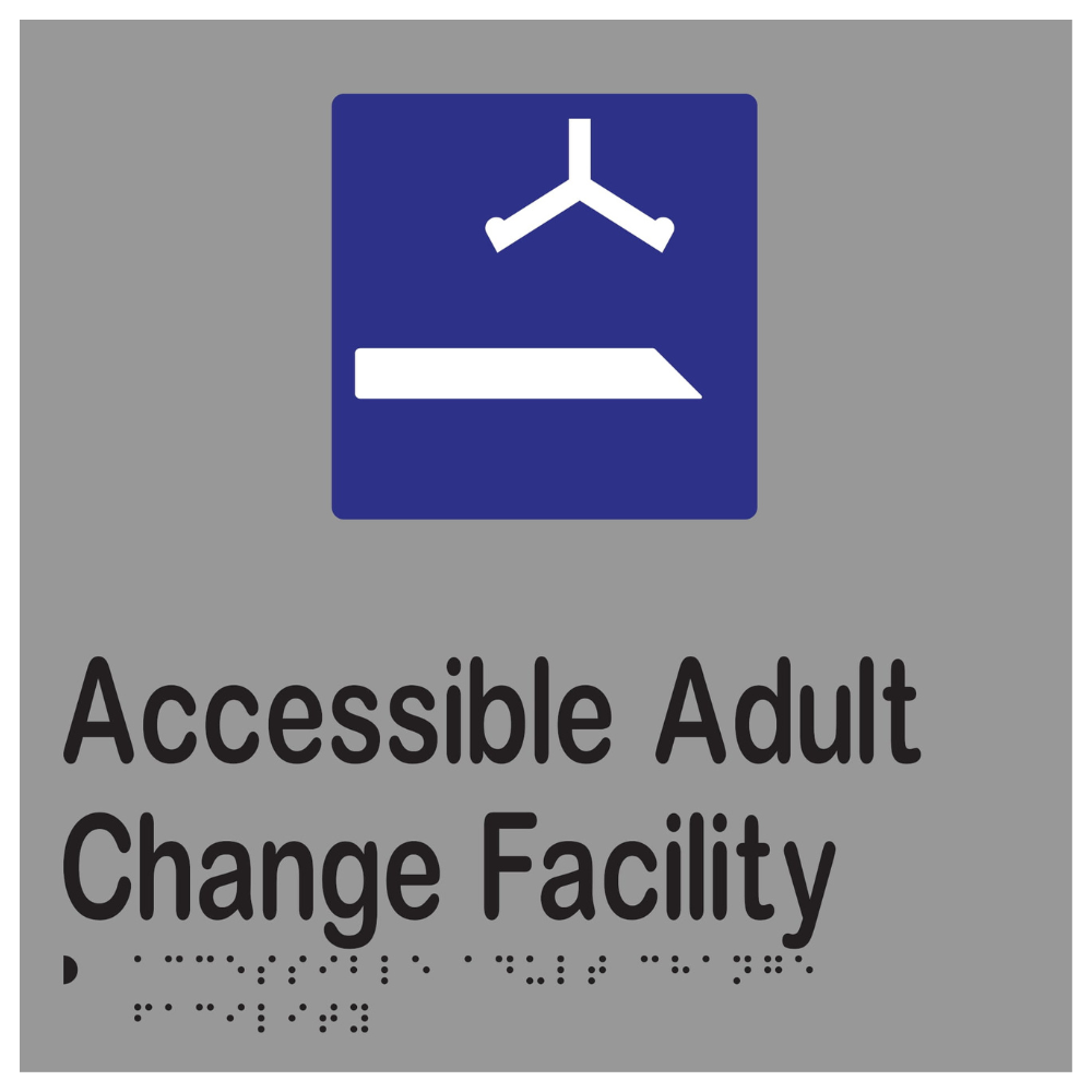 Accessible Adult Change Facility Braille Sign in Stainless Steel - MLS16437_SS
