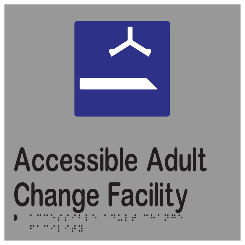 Accessible Adult Change Facility Braille Sign in Stainless Steel - MLS16437_SS