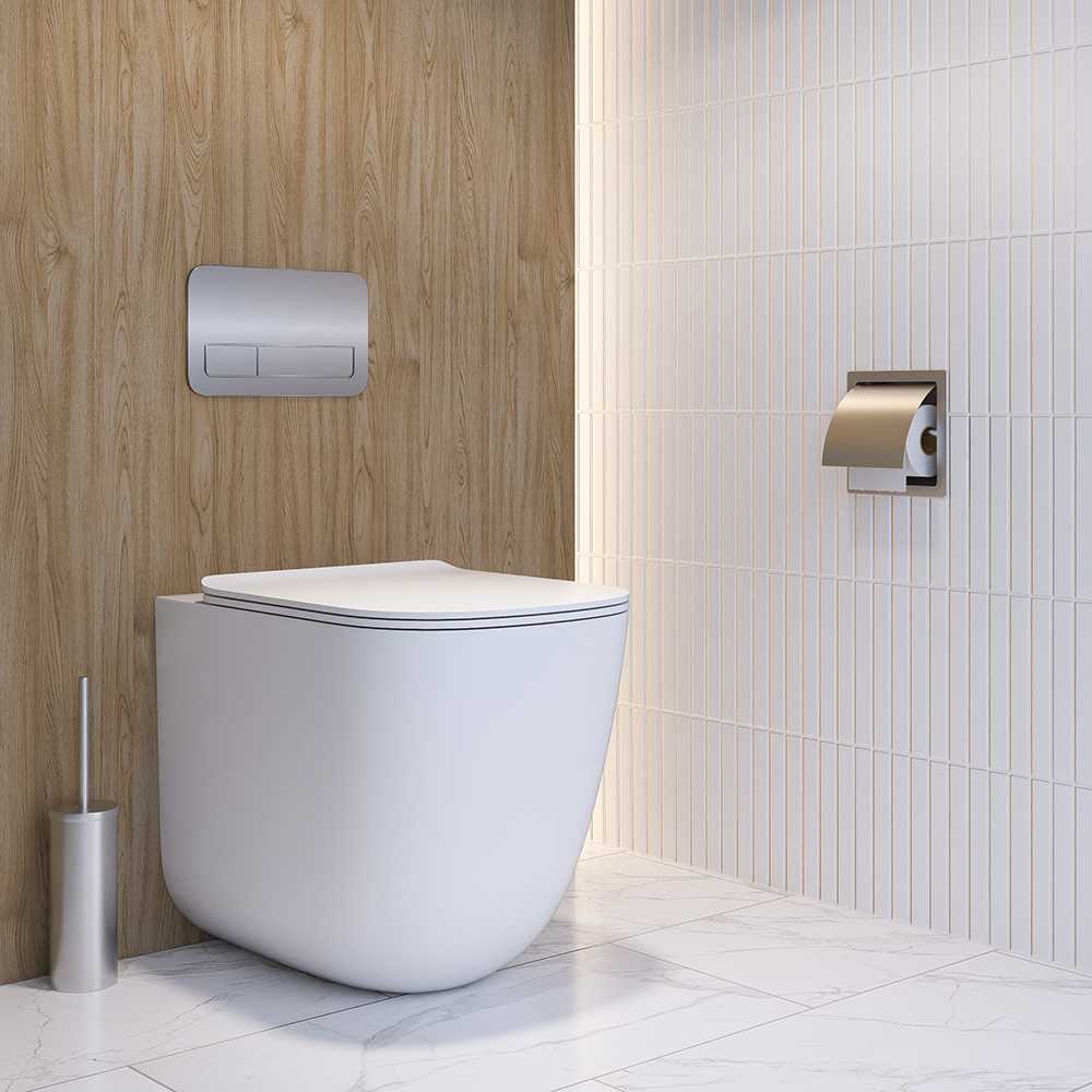 Recessed Single Toilet Roll Holder in Satin Stainless Steel - ML261_S